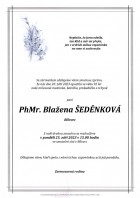 září23_Parte Šeděnková Blažena, PhMr._Bílovec