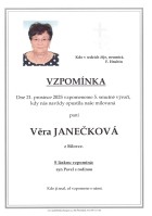 Vzpomínka Janečková Věra