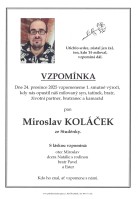 Vzpomínka Koláček Miroslav