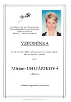 Vzpomínka Uhliáriková Miriam