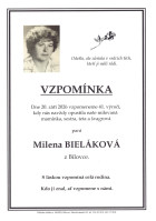Vzpomínka Bieláková Milena